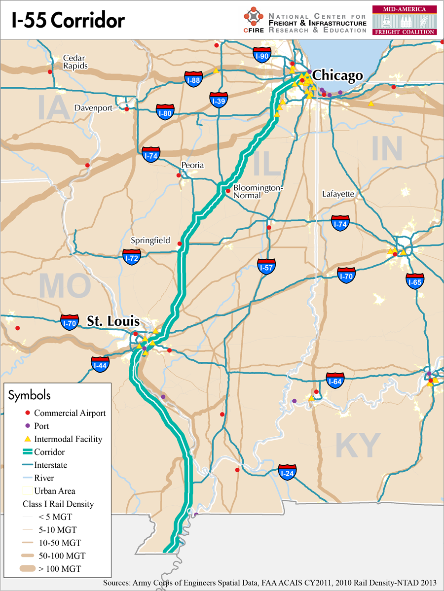 I 55 Map Illinois System Map