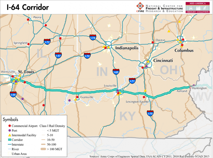 I 64 Mid America Freight Coalition   Corridor I64 820x609 