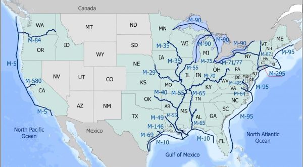 Image of map showing U.S.A. Marine Highway Routes